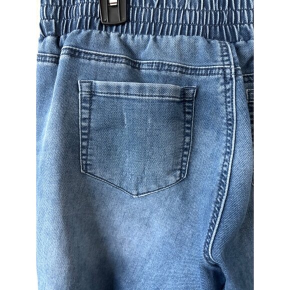 Y2k Jeans Medium Jogger High Waisted Med Wash Distressed Athleisure Streetwear - Picture 13 of 16